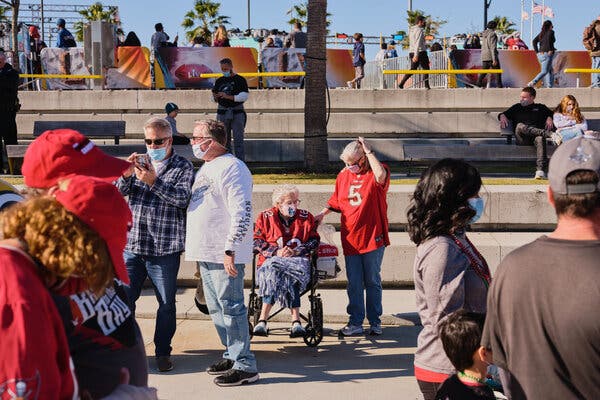 Football fans in Tampa, Fla., on Wednesday.