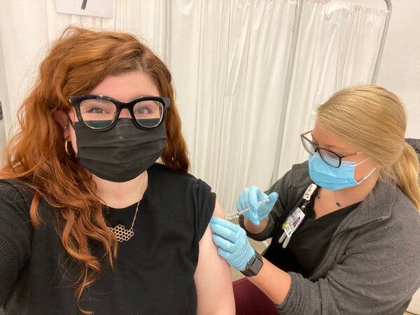 Hannah Wise received the first dose of the Pfizer-BioNTech Covid-19 vaccine on Wednesday.